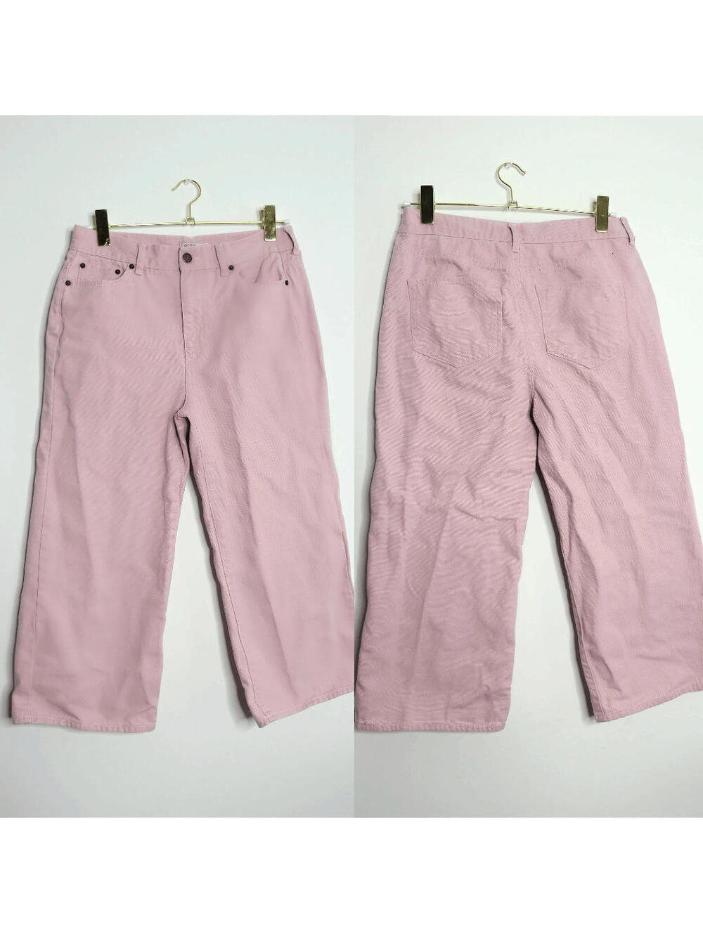 BCBG Pink High Waist Wide Leg Cropped Jeans - 27